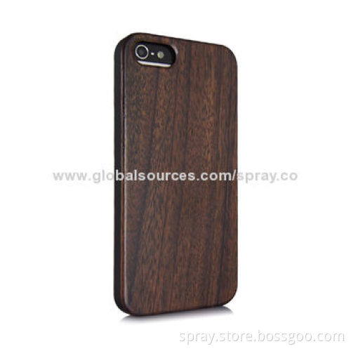 Wooden cases for iPhone 5S, handmade natural wood with high quality rubber coated PC